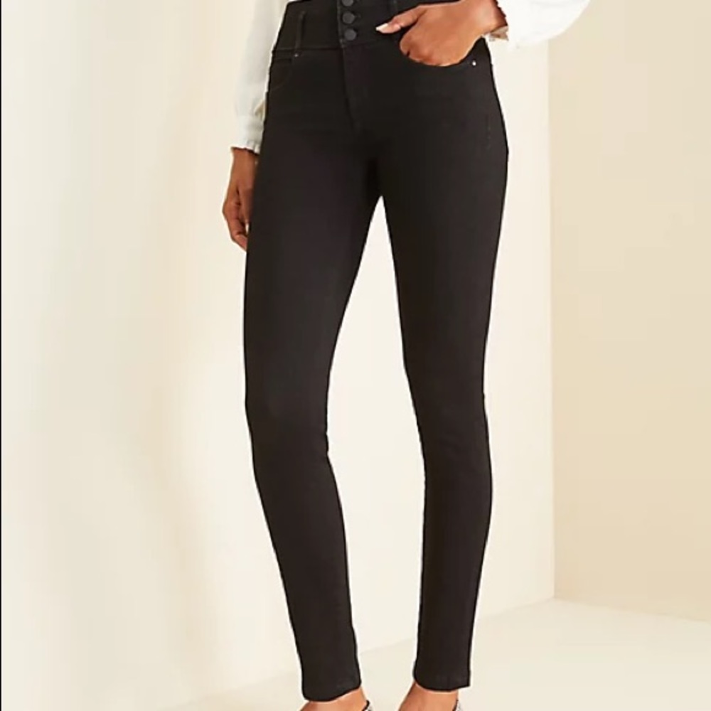 Ann Taylor black high rise skinny jeans